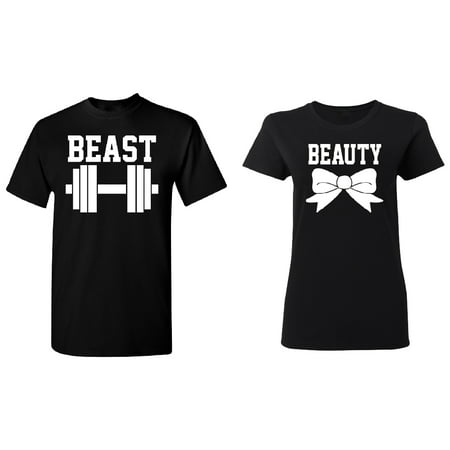 Beast - Beauty Couple Matching T-shirt Set Valentines Anniversary Christmas Gift Men Small Women (Best Shirts For Bodybuilders)