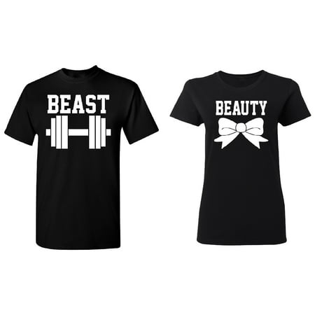 Teen Xmas Gifts Beast - Beauty Couple Matching T-shirt Set Valentines Anniversary Christmas Gift Men Small Women Small ()