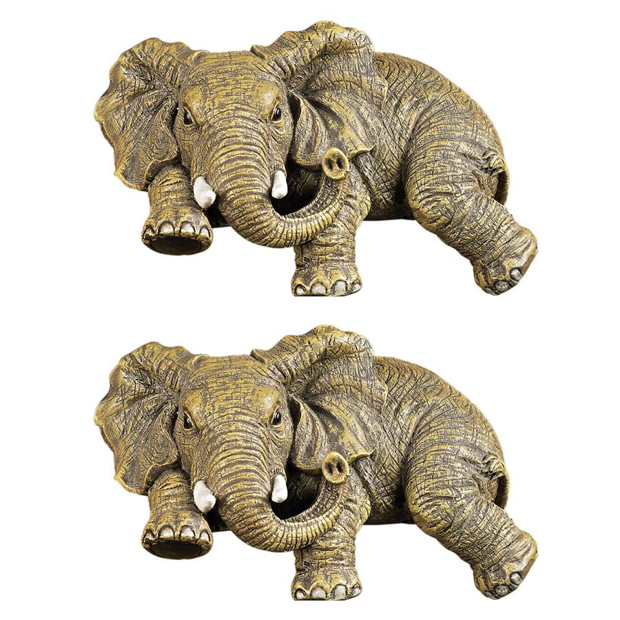 Design Toscano Ernie the Elephant Shelf Sitter Sculpture Set of Two