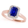 thumbnail image 1 of 0.65 Ct. Emerald Cut Sapphire & Diamond Engagement Ring - 10k Gold, 1 of 4