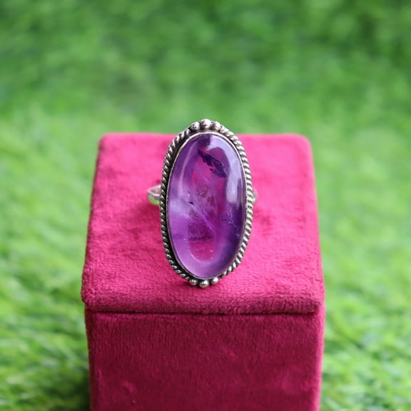 Oval Ametyst Ring Handmade Ring Boho Ring Natural Ametyst Gemstone 925 sterling Silver Ring