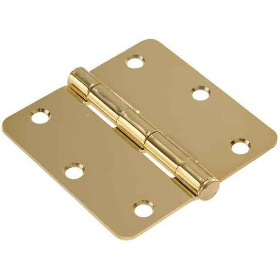Hillman 851287 3 in. Residential Door Hinge with 0.25 in. Round Corners, Brass Plated