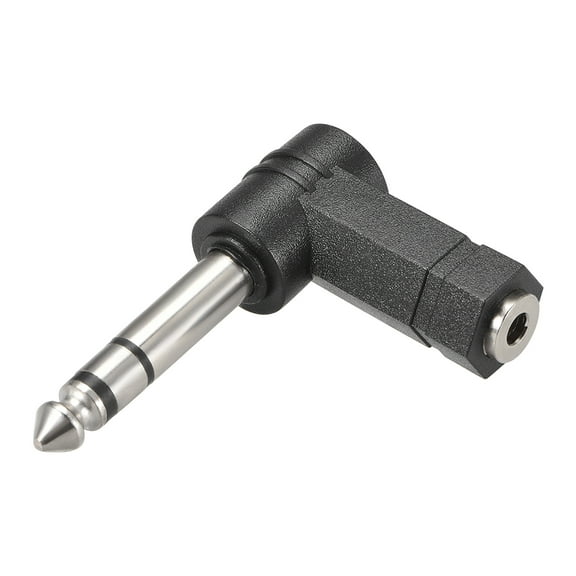Uxcell 6.35mm Male to 3.5mm Female Connector 90 Degree Stereo Audio Video TV Adapter