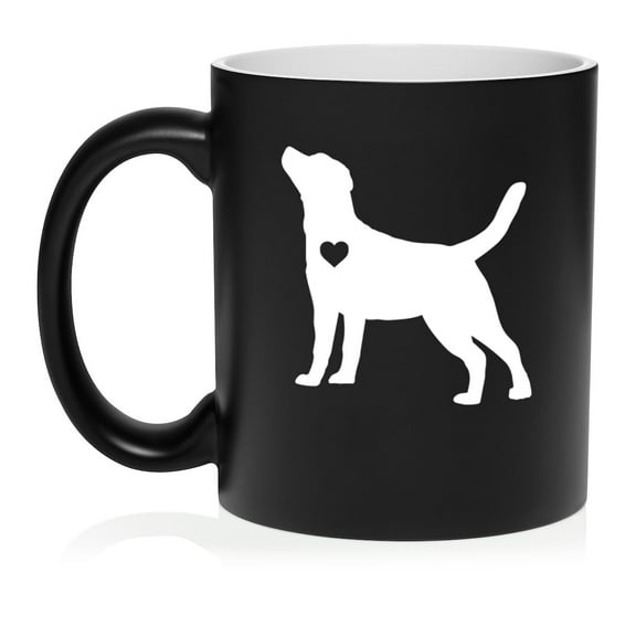 Cute Labrador Retriever With Heart Ceramic Coffee Mug Tea Cup Gift for Her, Him, Friend, Coworker, Wife, Husband, Dog Lover (11oz Matte Black)