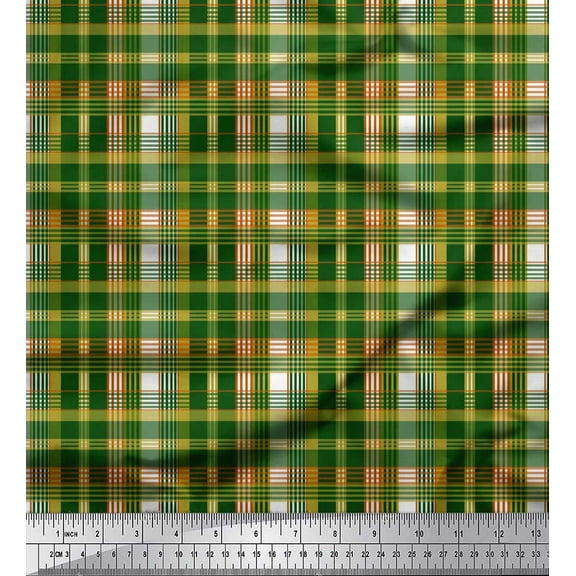 Soimoi Cotton Duck Fabric Plaid Check Printed Craft Fabric by the Yard 42 Inch Wide