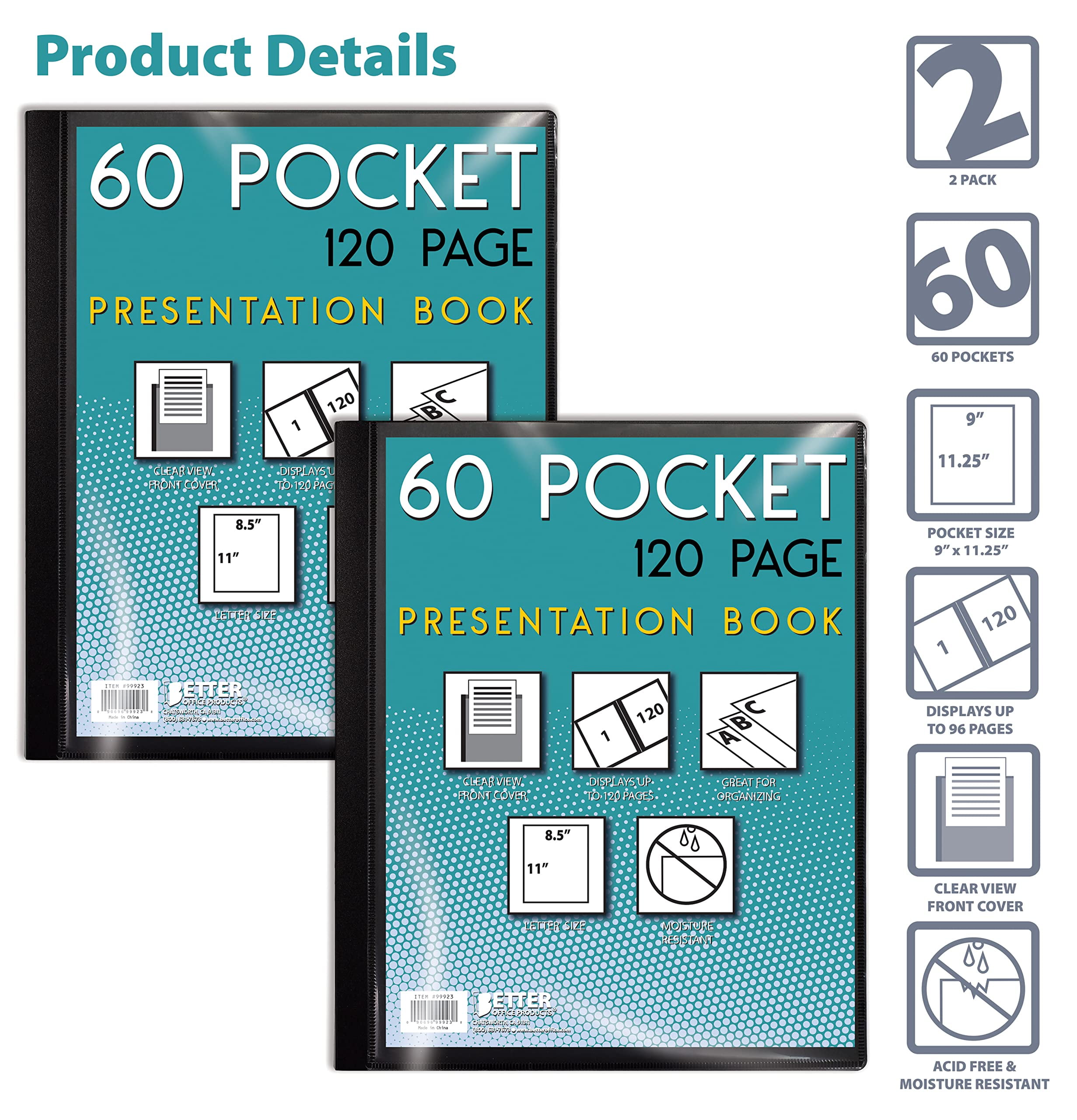 MyLifeUNIT: 60-Pocket Business A4 Sheet Presentation Book, 120