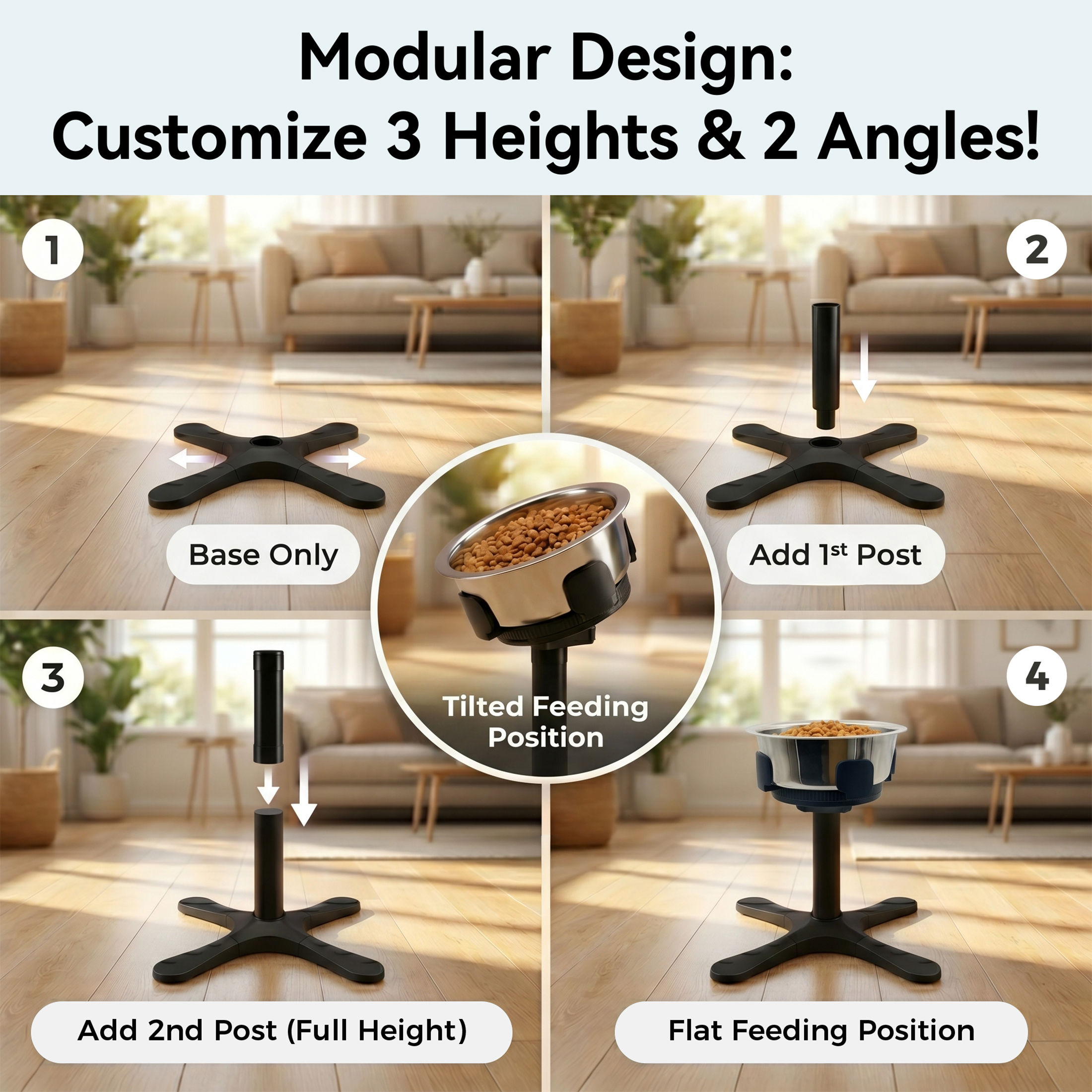 Tolobeve Adjustable Elevated Dog Bowl Stand photo 3