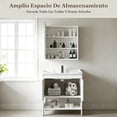 thumbnail image 3 of Gabinete de Baño de Lavamanos y Espejo, Armario con 2 Puertas para Baño con Estante, Grifos de Agua Caliente y Fría, Tuberías de Desag, 61 * 40 cm (Negro), 3 of 8
