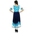 thumbnail image 5 of Bimba Designer Blue Printed Rayon Kurta Flaired Kurti Chic Dress, 5 of 7
