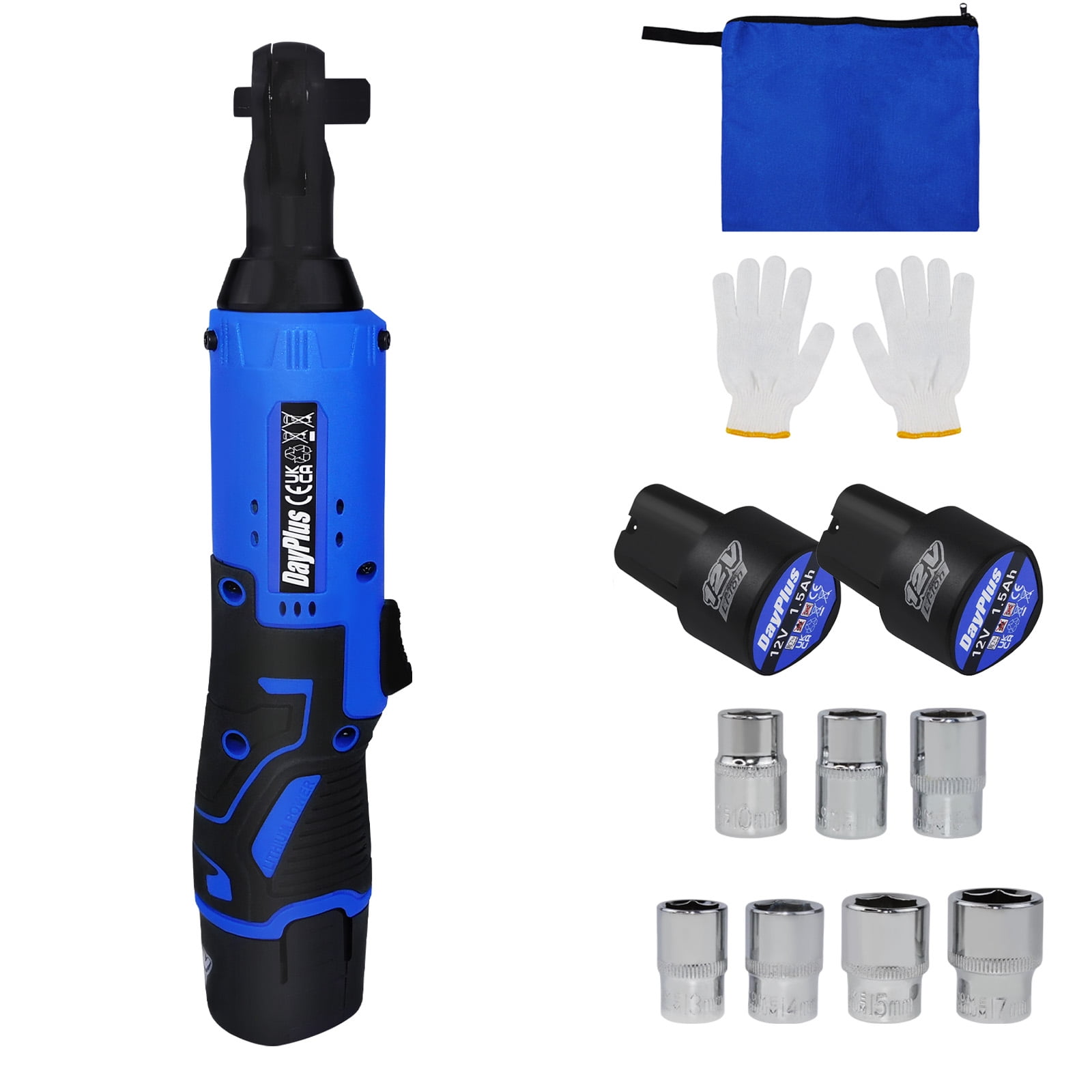 Cordless Ratchet Wrench Set, 12V 3/8 inch Electric Ratcheting Wrench