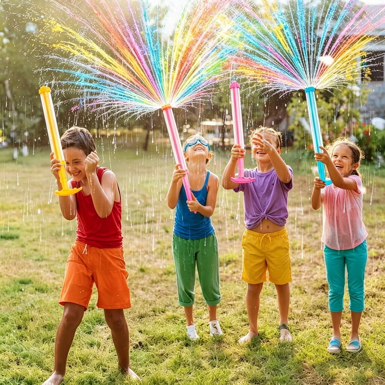 Pistola De Agua Con Efecto Fuegos Artificiales – Boquilla Porosa Que Crea Un Chorro Ancho, Sin Pilas, Mecanismo De Bomba Manual, De PP Resistente, Ideal Para Piscina Y Playa (Amarilla)