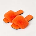 thumbnail image 7 of Xfvqtps Womens Flat Sandals Fluffy Open Square Toe Breathable Non Slip Outdoor Indoor Comfort Casual Slide, 7 of 7