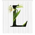 thumbnail image 3 of Ambesonne Letter L Shower Curtain, ABC Concept Lily and L, 69"Wx70"L, Green White Black, 3 of 3