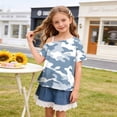 thumbnail image 5 of JOANKDMI Children One Shoulder T Shirts Girls 11-12 Camouflage Print Short Sleeve Tops Summer Casual Slant Neck Blouse Asymmetrical Fashion Tees Daily Holiday Wear Outfit, 5 of 9