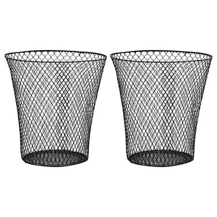 HEANUJJ 2pcs Black Iron Wire Waste Bins, Minimalist Outdoor Garbage Baskets, Trash Cans for Home and Garden