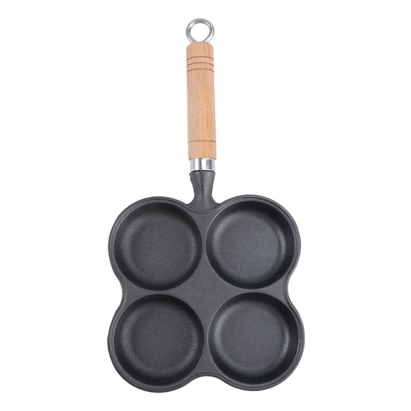 Horno de inducción universal a gas con cuatro orificios, sartén antiadherente para huevos fritos (negro)