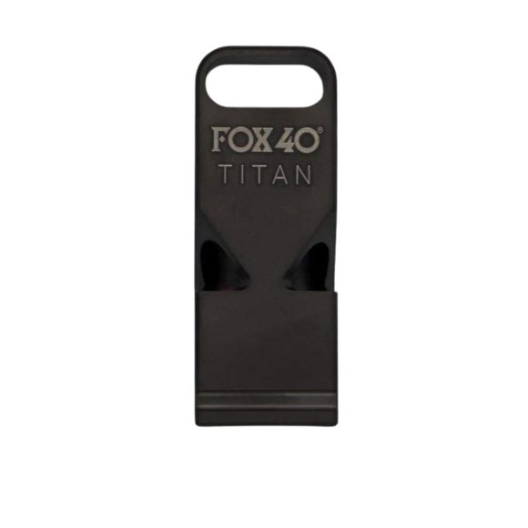 Whistle Fox 40 Titan Titanium, doble tono, 90 decibelios, con paracord