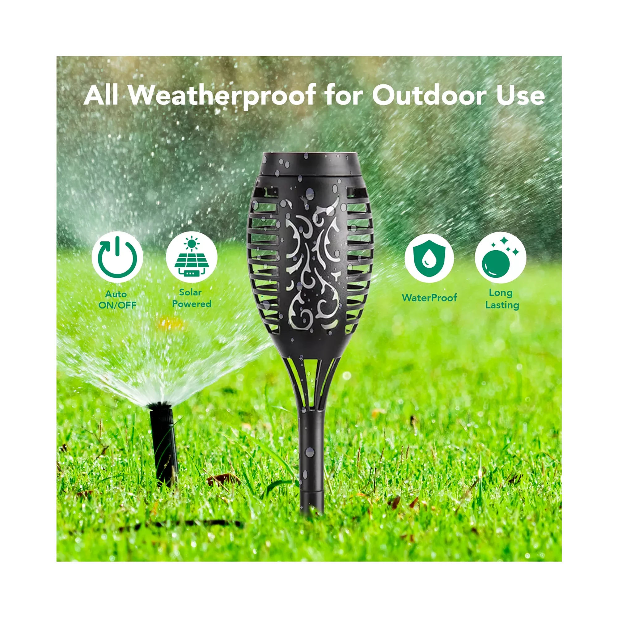 Maggift 8 pack Solar Torch Lights with Flickering Flame, Waterproof, Dusk to Dawn LED Lights for Garden Patio Pathway Walkway Landscape, Black