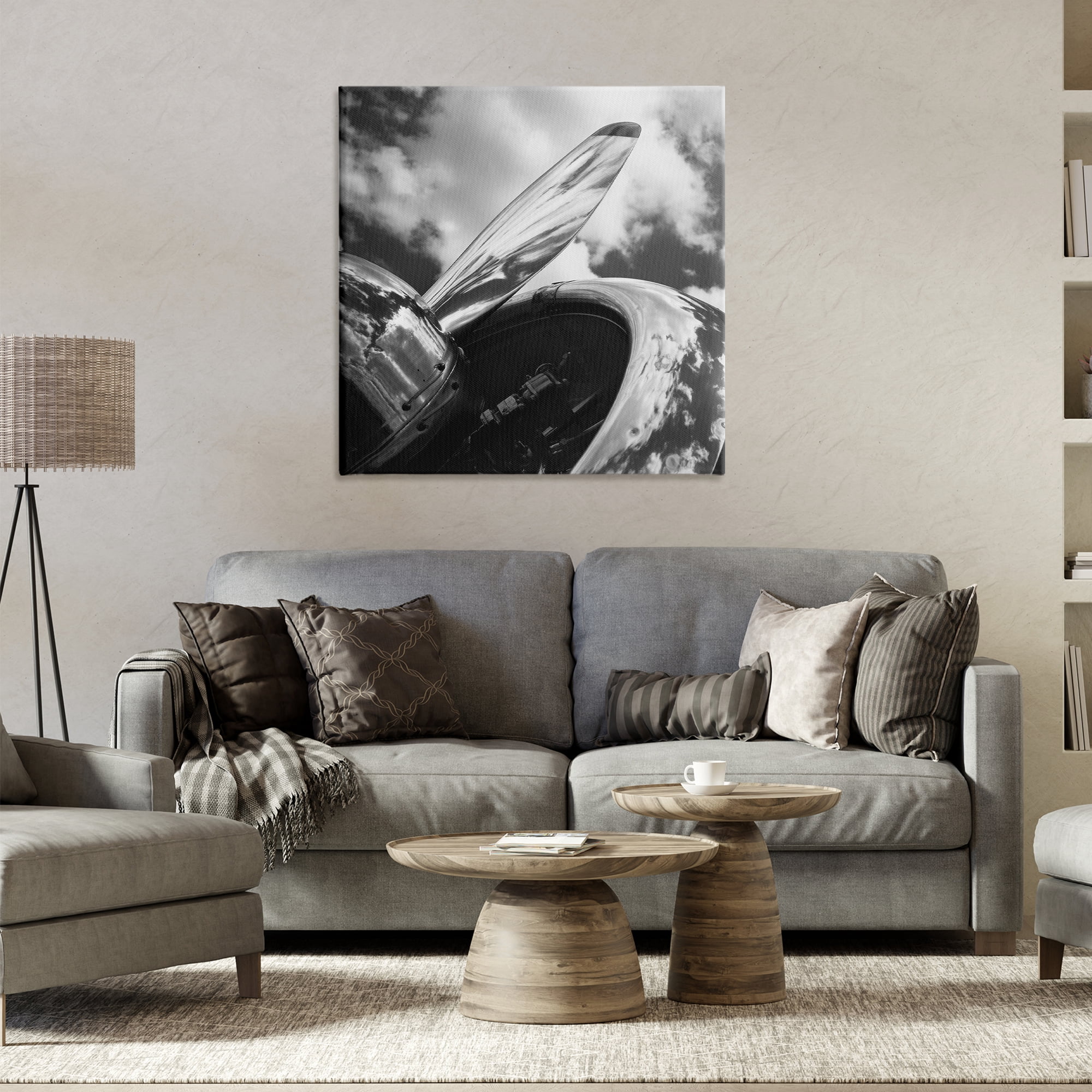 Stupell Industries Propeller with Cloud Reflection Transportation Photography Wrapped Canvas Art Print Wall Art, 30 x 30