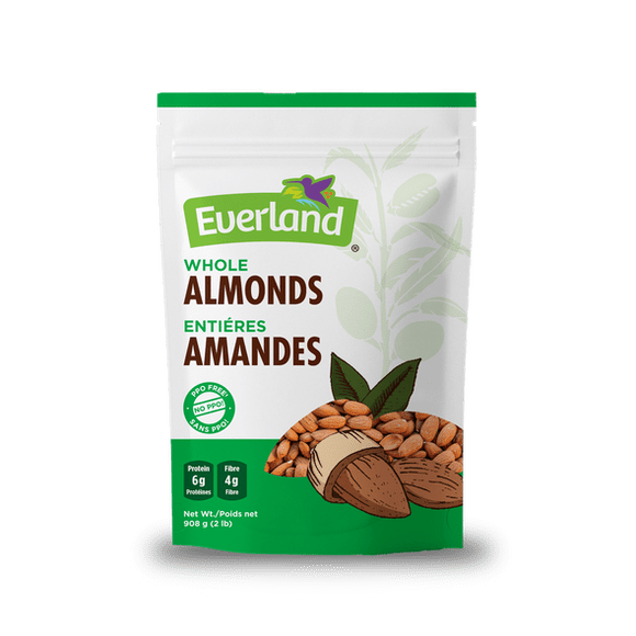 Everland Whole Almonds, 100% Natural, 908g, Raw Healthy Snack Nuts