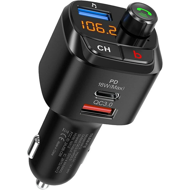 IMDEN Bluetooth 5.0 FM Transmitter for Car, 3.0 Wireless Bluetooth FM Radio  Adapter Music Player FM Transmitter/Car Kit with Hands-Free Calling and 2