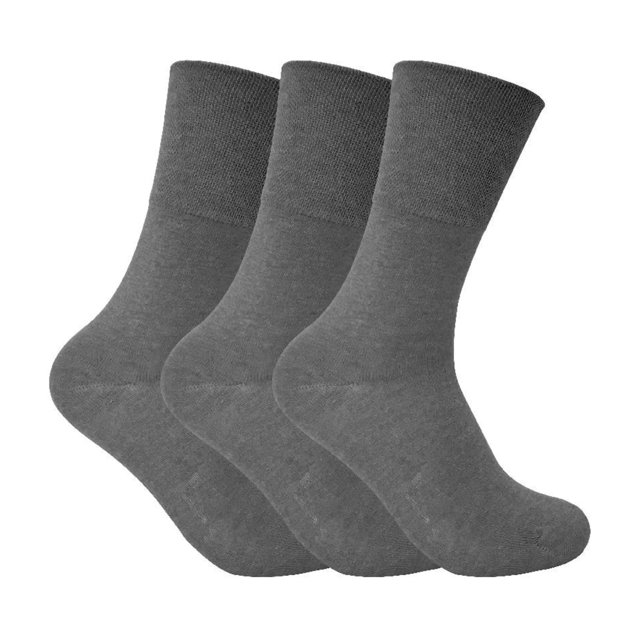 3 Pack Ladies Non Elastic Thermal Diabetic Socks for Poor Circulation in grey, made from Viloft for enhanced thermal insulation and moisture wicking. These non-elastic socks are designed for comfort and are ideal for individuals with diabetes or circulatory issues. Available in size 4-8.