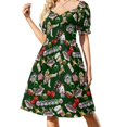 thumbnail image 2 of Vestido retro de manga corta con óvalos de los años 60, ropa de mujer, vestido elegante coreano para mujer., 2 of 7