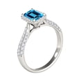 thumbnail image 3 of Rings for Women 3.46 Carat Diamond and Emerald Shaped Blue Topaz Ring pave 10K White Gold, 3 of 5