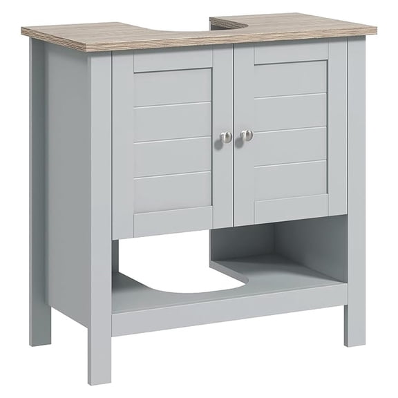 Pedestal Sink Cabinet, Under Sink Bathroom Vanity with Shelf - Gray - Space Saving Storage Organizer for Small Bathrooms, Adjustable Shelf, 23.5"W x 11.75"D