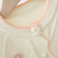 thumbnail image 5 of IVEYRTF Girls Jacquard Cardigan Knit Sweater with Button Lapel Sweater Childrens Cute Floral Print Sweater Jacket for Kids 2-8 Years(White,5-6 Years), 5 of 9