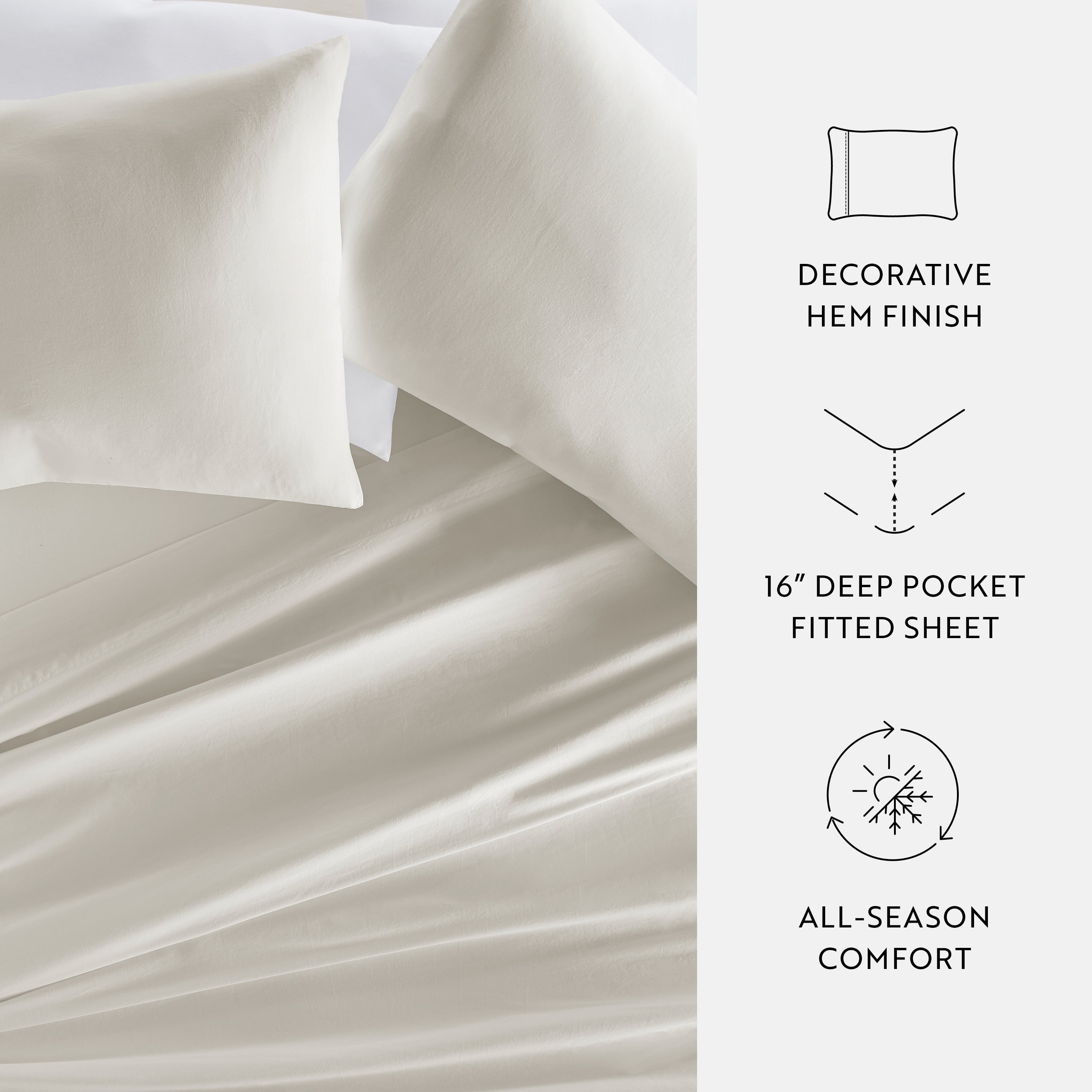 Noble Linens 300 Thread Count 4 Piece Cotton Sheet Set in Ivory ,Twin