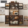 thumbnail image 3 of 72" Tall Farmhouse Kitchen Pantry Cabinet with 10 Side Shelves and LED Light & Power Outlet, 5 Layers Pantry Storage Cabinet with Barn Doors&Load-Bearing Steel Pipe for Dining Room,Living Room, 3 of 8