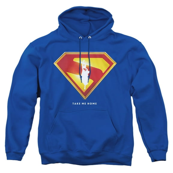 Superman 2025 Movie Take Me Home Shield Adult Pull-Over Hoodie
