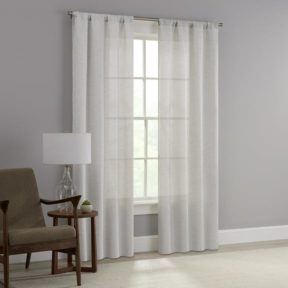 Mainstays Como Textured Light Filtering Indoor Curtain Panel Pair, Set of 2, 37” W x 84”L, Gray