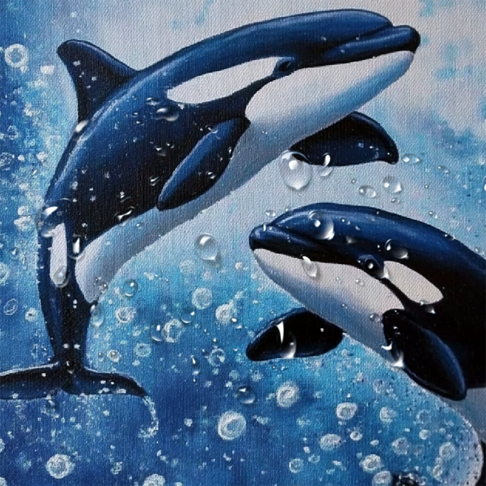 Patifu Orca Whales Water Bubbles Bathroom Shower Curtain Set with Hooks 100% Polyester Fabric 69"x72