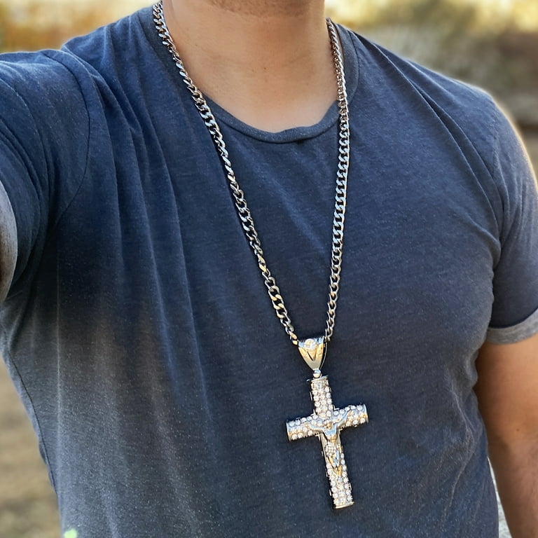 Wearing Cross Necklaces Large Cross Costume Jewelry Mens