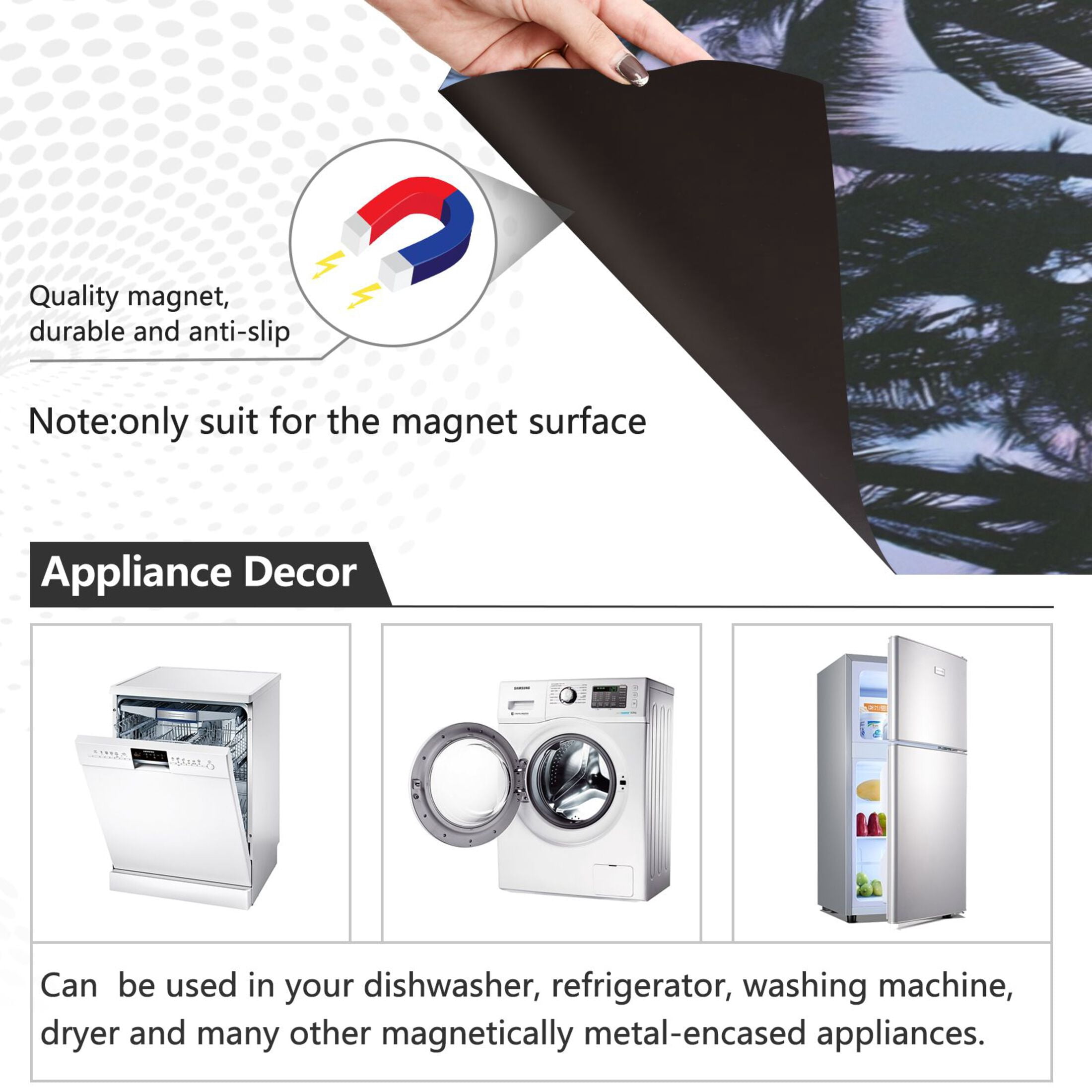 Dishwasher Magnetic Sticker 23x26 Inch Refrigerator Magnetic Sticker Washing Machine Magnetic Sticker Kitchen Panel Magnetic Sticker Home Decor California Coconut Tree