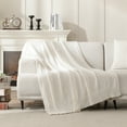 thumbnail image 3 of JOOJA Knit Throw Blanket Polyester Plush Super Soft Cozy Blanket for Bed Sofa, 50"x60", Cream White, 3 of 5