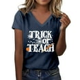 thumbnail image 5 of Halloween T Shirts for Women 2025 Trick Or Teach Funny Graphic Tees Short Sleeve V Neck Tshirt Womens T Shirts, 5 of 6