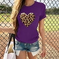 thumbnail image 2 of Women's Leopard Heart T-Shirts Valentines Day Fashion Short Sleeve Tops Cute Crewneck Basic Tee Top, 2 of 6