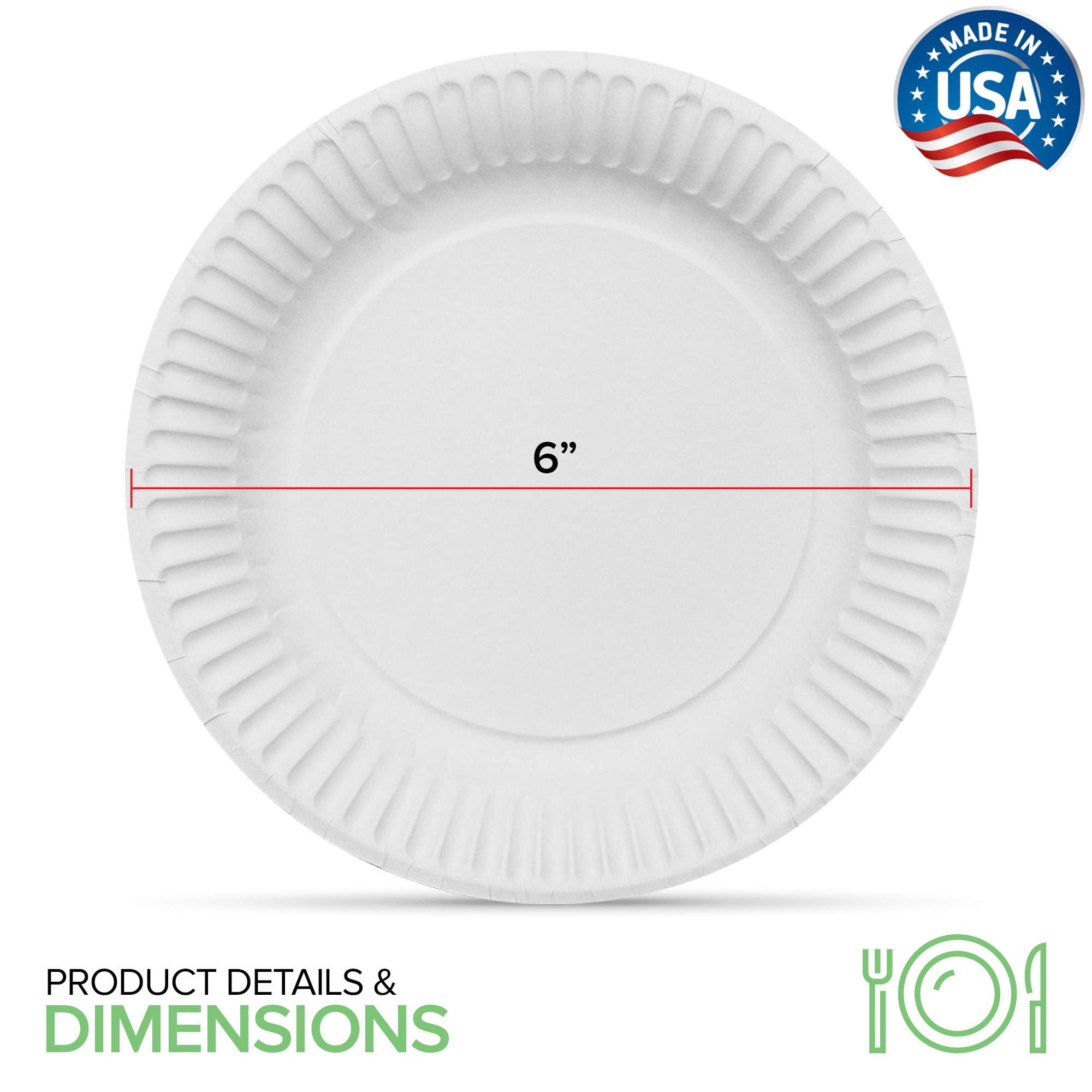 Stock Your Home 6-Inch Paper Plates Uncoated, Everyday Disposable Dessert Plates 6" Paper Plate Bulk, White, 1000 Count