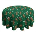 thumbnail image 4 of Green Christmas Gingerbread Man Pattern Round Tablecloth 60"x60",Wrinkle Wipeable Table Cloth for Kitchen Dining Room Picnic Patio Party, 4 of 6