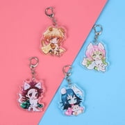 ZILEFSILK 11PCS Cute Anime Demon Slayer Keychain Acrylic Key Chain Figure Set Merch