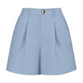 thumbnail image 4 of Women's Pleated Dress Shorts, High Waisted Wide Leg Tailored Shorts, Business Casual With Pockets For Summer Office Wear Blue S, 4 of 9