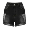 thumbnail image 3 of Edvintorg jean shorts women summer Women's Denim Button Zipper Short Summer Mid Waist Stretchy Pockets Jean Shorts Black M, 3 of 6