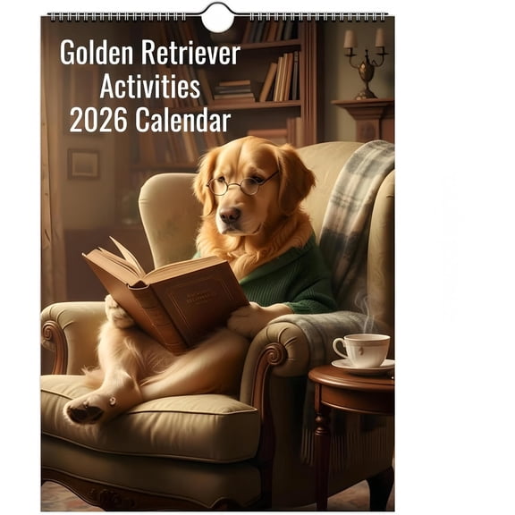 Golden Retriever dog Calendar 2026, Dog Wall Calendar, Funny Golden Retriever Daily Activities Planner, Cute 12-Month Pet Wall Calendar for Dog Lovers, Family Home Office & Gift Idea