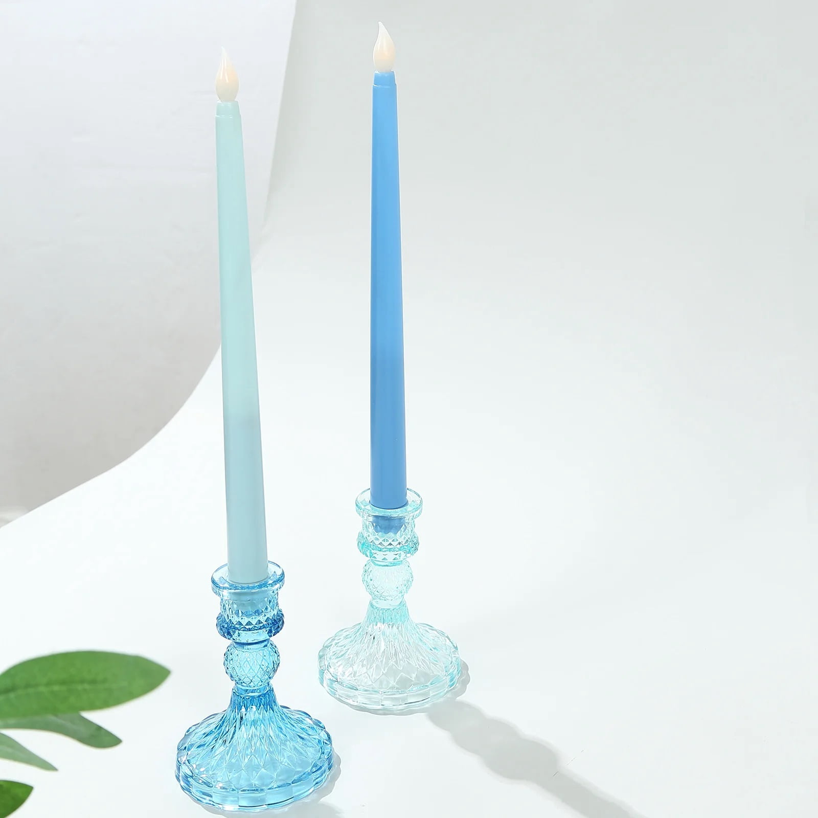 BalsaCircle 8 Blue 11" LED Mixed Taper Flameless Candles Lights Wedding Reception