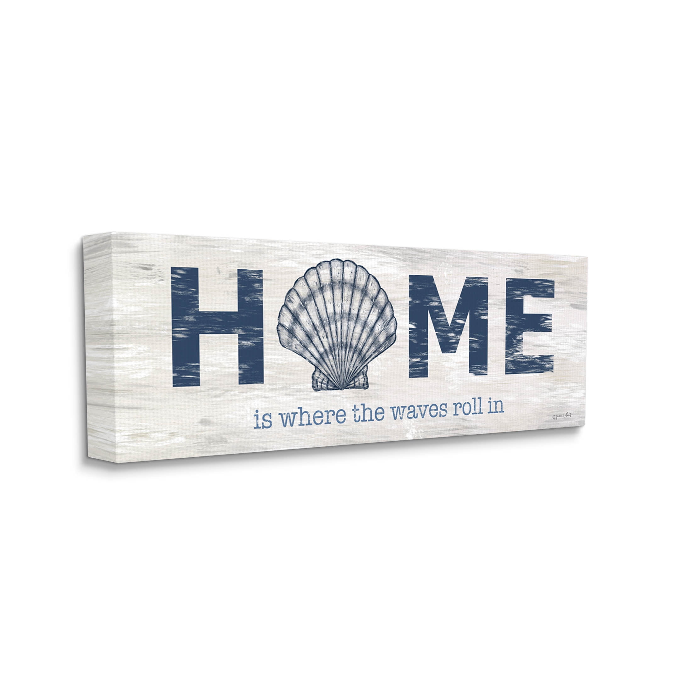 Home Where Waves Roll In Phrase Coastal Graphic Art Gallery Wrapped Canvas Print Wall Art