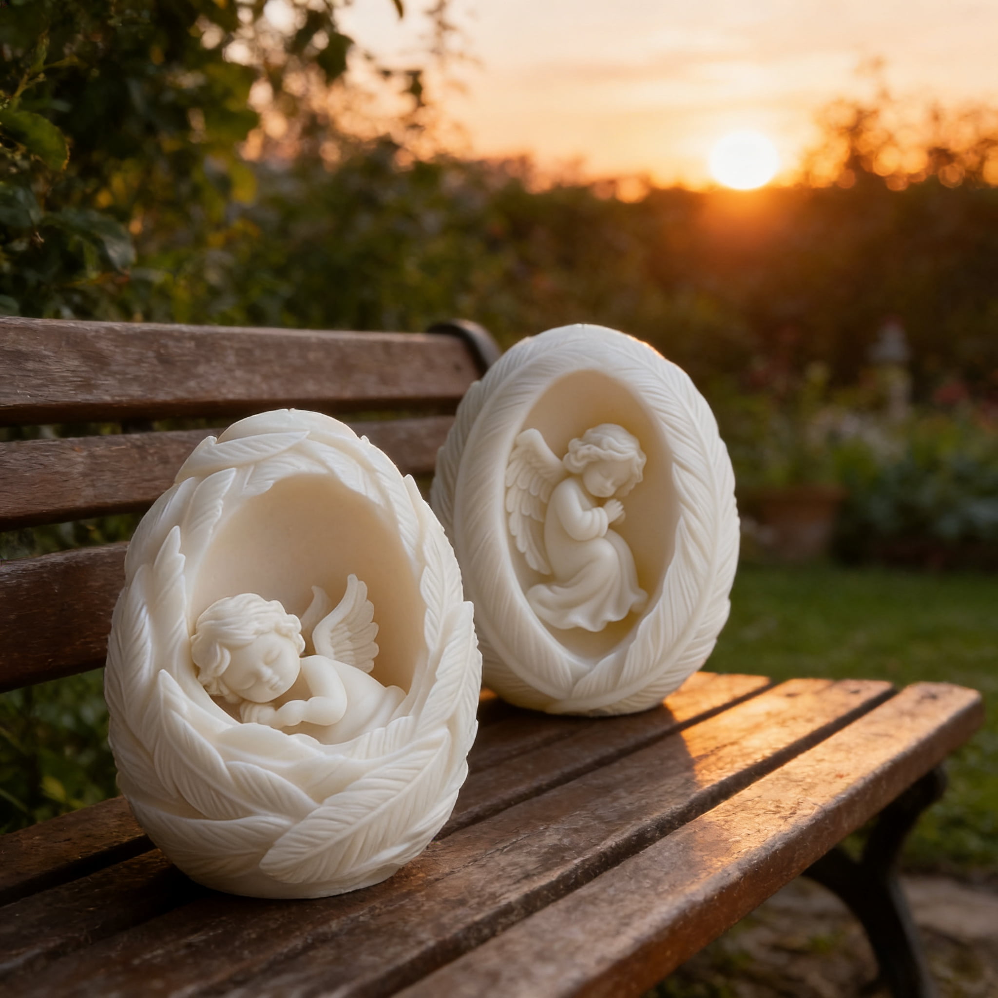 2PCS Feather Angel Silicone Candle Molds Epoxy Resin Wax Mold Silicone Egg Shaped Angel Mold for Candle Craft Making Festival Gift Decoration Angel Pendant Ornament