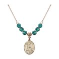 thumbnail image 1 of 18-Inch Hamilton Gold Plated Necklace with 6mm Blue December Birth Month Stone Beads and Saint Walburga Charm, 1 of 1